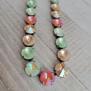 Austrian Crystal Necklace in Antique Silver